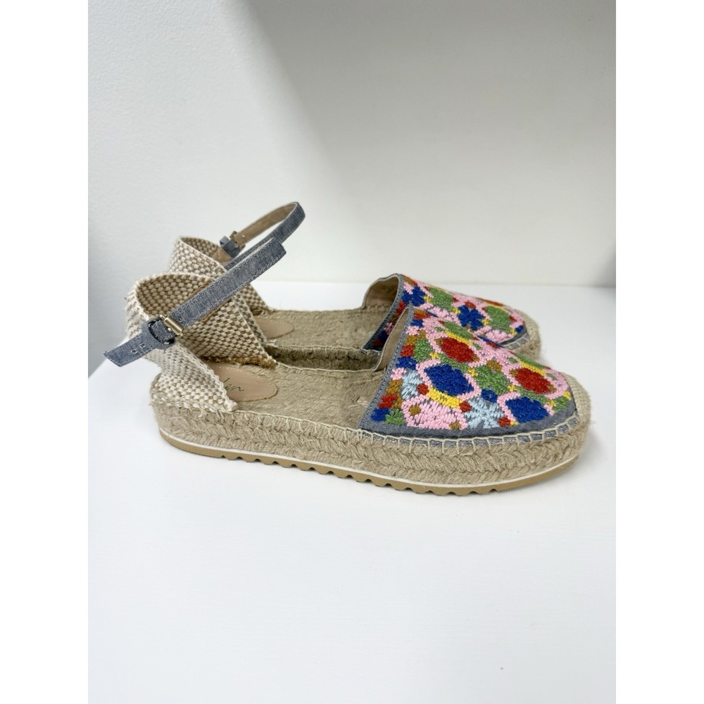 Boden Multicolor Floral Embroidered Denim Espadrilles 40 9 - Picture 4 of 6